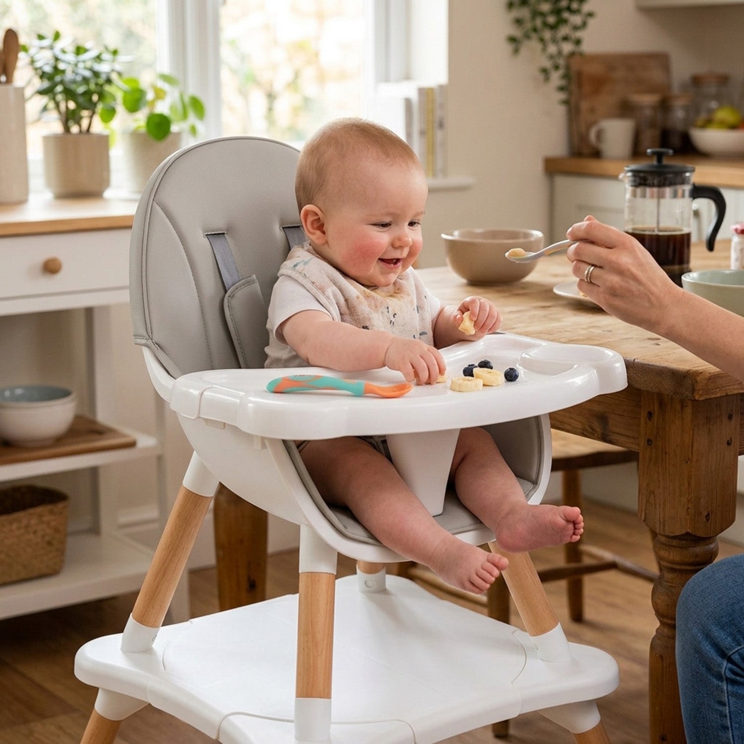 6 in 1 Convertible High Chair Baby Toddler Feeding Table Chair Set Seat