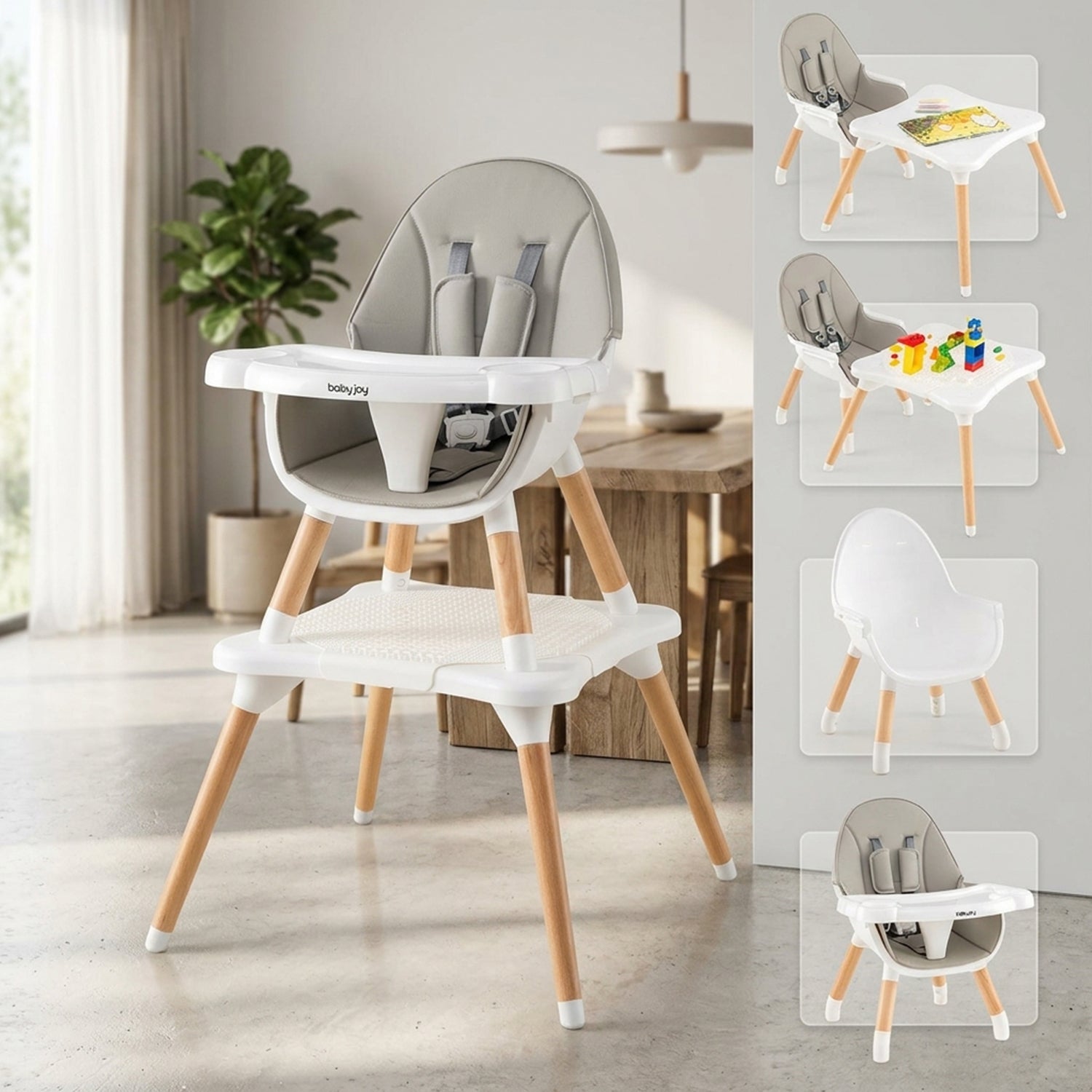 6 in 1 Convertible High Chair Baby Toddler Feeding Table Chair Set Seat
