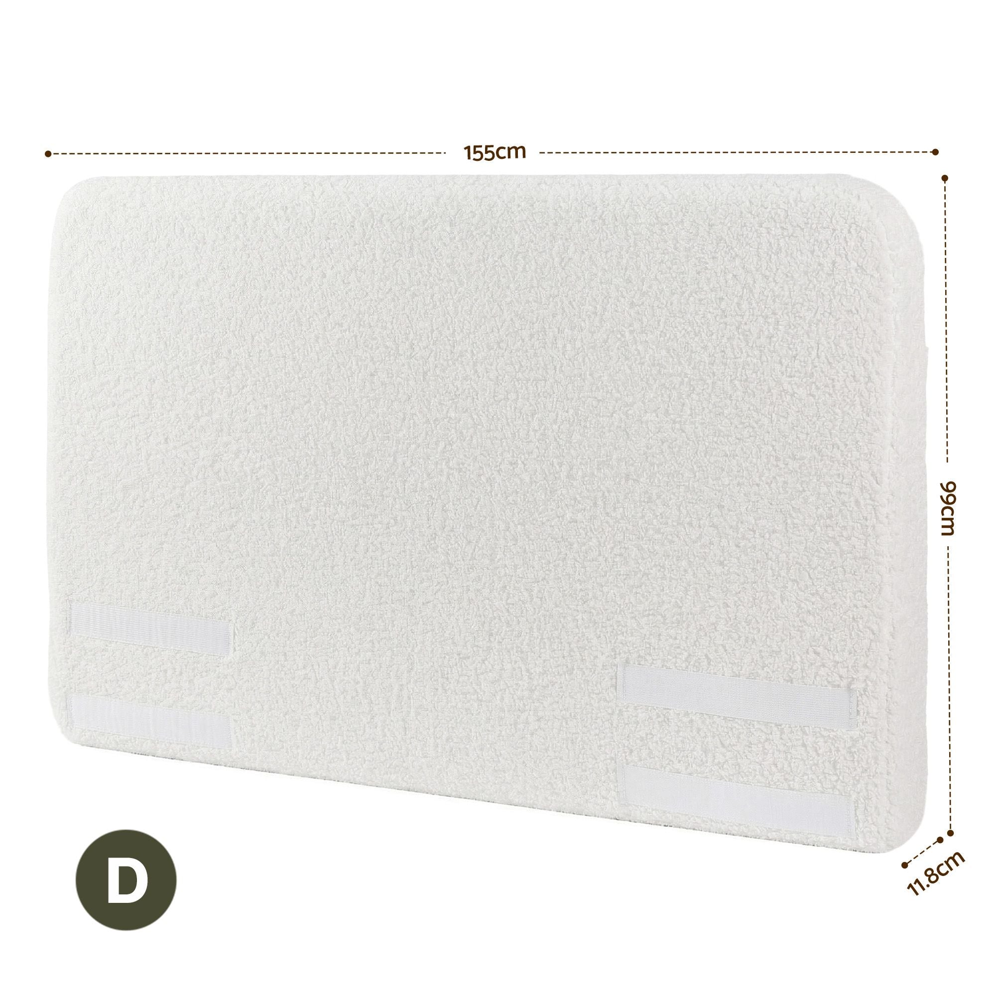Artiss Double Headboard for Bed Frame Boucle Fabric No-Assembly Vacuum Compressed Soft Backrest with Removable Washable Cover 155cm Wide