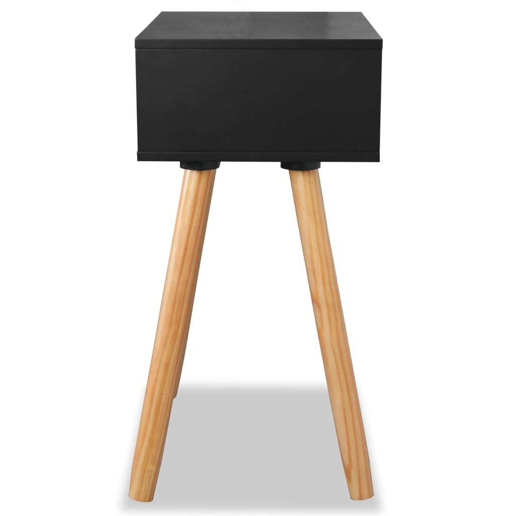 Bedside Tables 2 pcs Solid Pinewood Drawer Nightstand 40x30x61cm Black