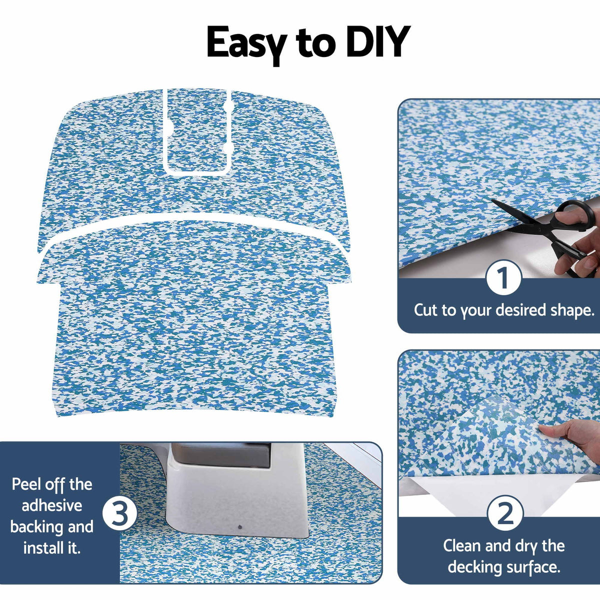 Seamanship Boat Flooring EVA Foam Decking Mat 240x90cm Blue Camo