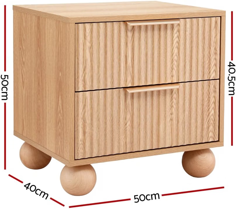 Artiss Queen Bed Frame 2 Bedside Table Set Boucle Platform Rubberwood