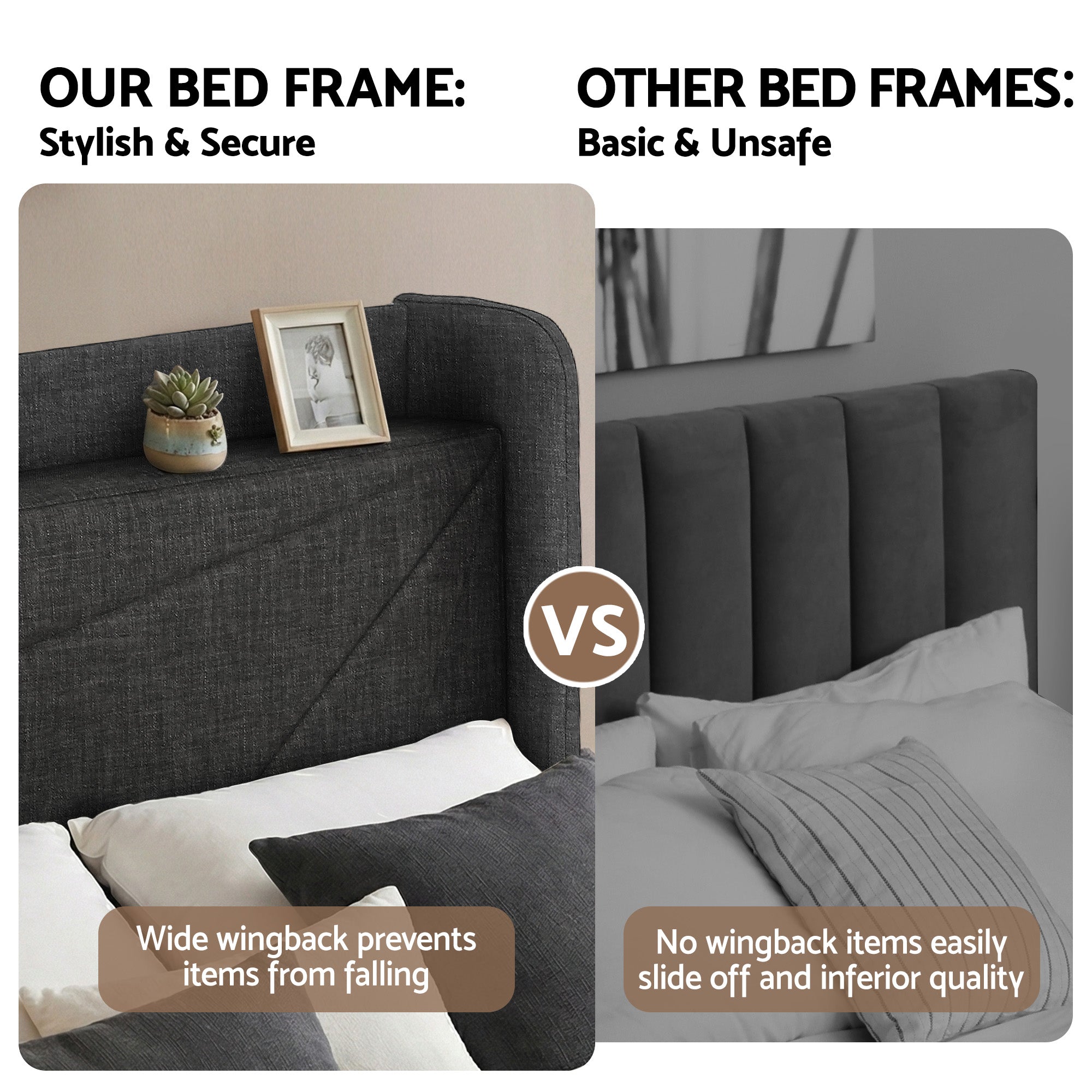 Artiss Queen Bed Frame Gas Lift Storage Bed with Charging Ports Upholstered Headboard Charcoal Grey