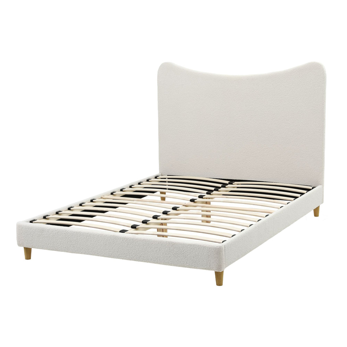 Artiss Double Bed Frame with Boucle Headboard with 300kg Capacity Beige