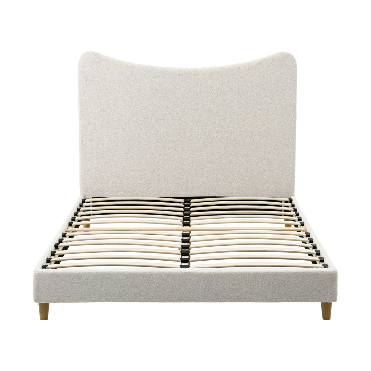 Artiss Double Bed Frame with Boucle Headboard with 300kg Capacity Beige