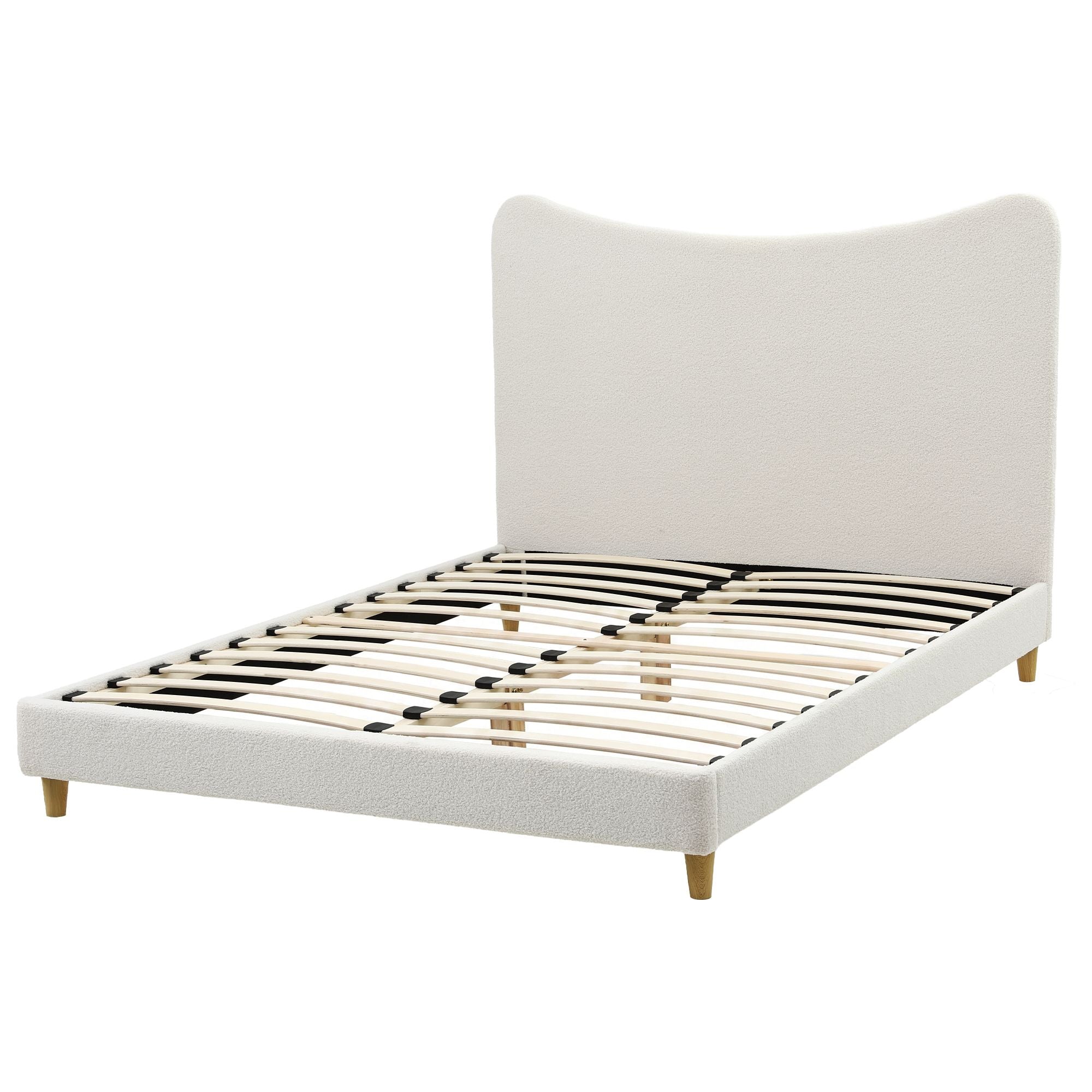 Artiss Queen Bed Frame with Boucle Headboard with 300kg Capacity Beige