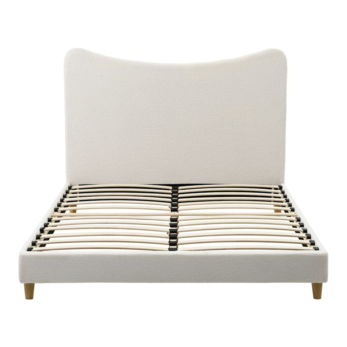 Artiss Queen Bed Frame with Boucle Headboard with 300kg Capacity Beige