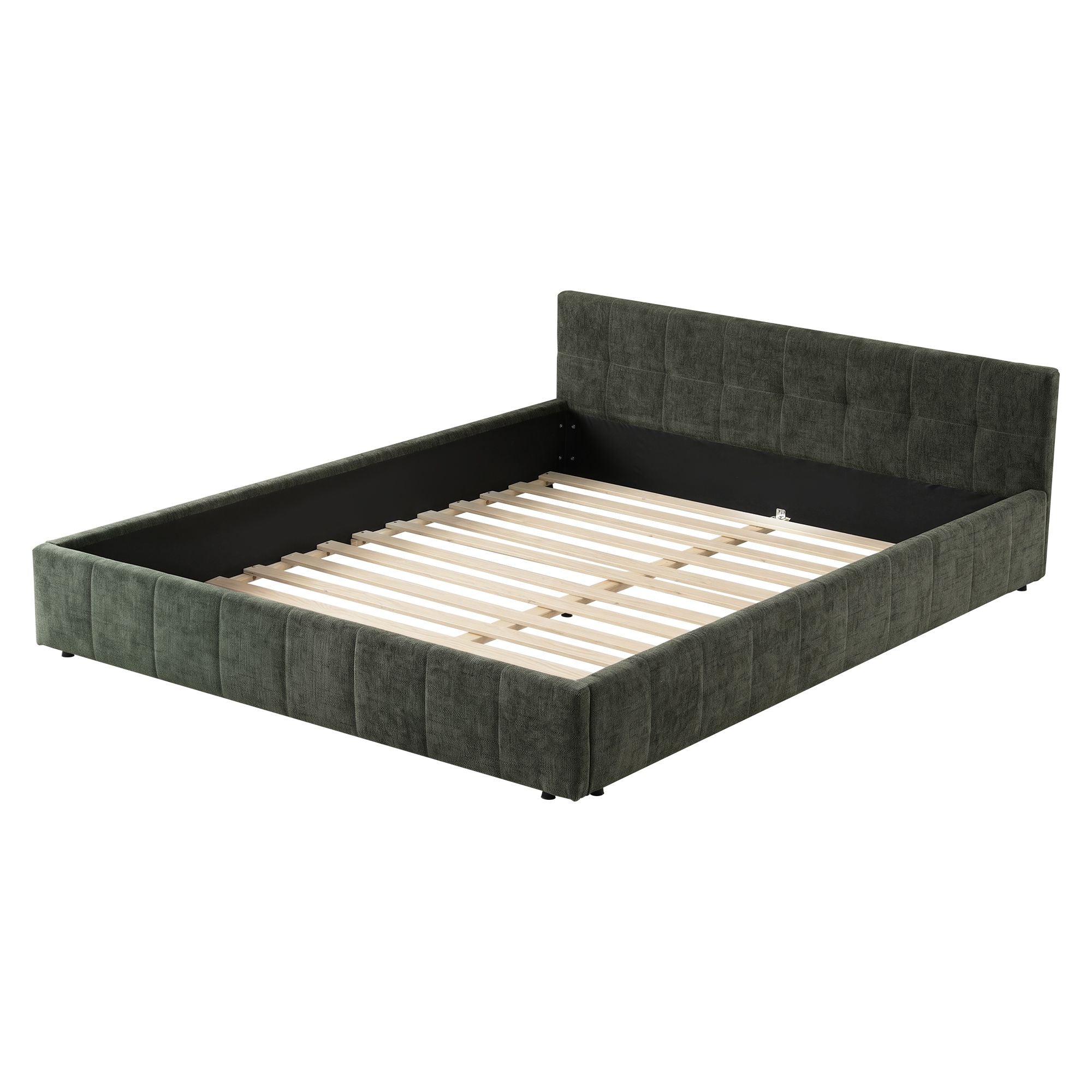 Artiss Double Bed Frame Chenille Heavy Duty Platform Base Green