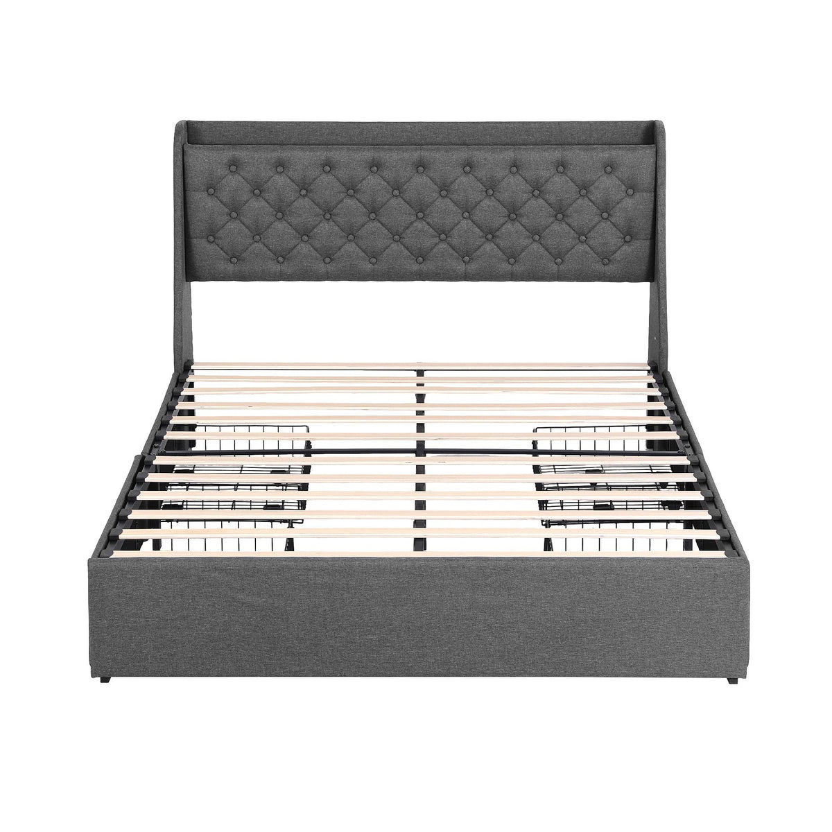 Artiss Queen Bed Frame with 4 Storage Drawers, Tufted Headboard & Charging Station