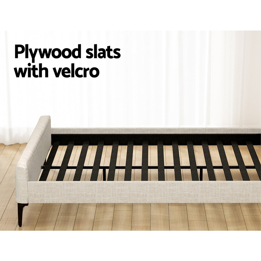 Artiss BedStory Queen Bed Frame with Mattress Set Platform Base Pocket Coil Linen Upholstered