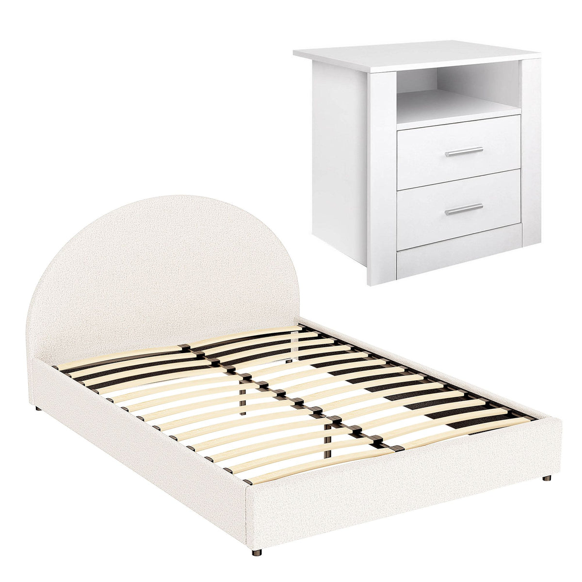 Artiss Queen Bed Frame with Storage and Bedside Table Set Gas Lift Bed Base