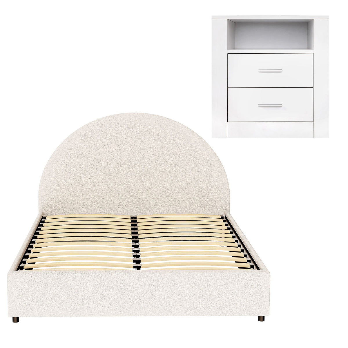 Artiss Queen Bed Frame with Storage and Bedside Table Set Gas Lift Bed Base