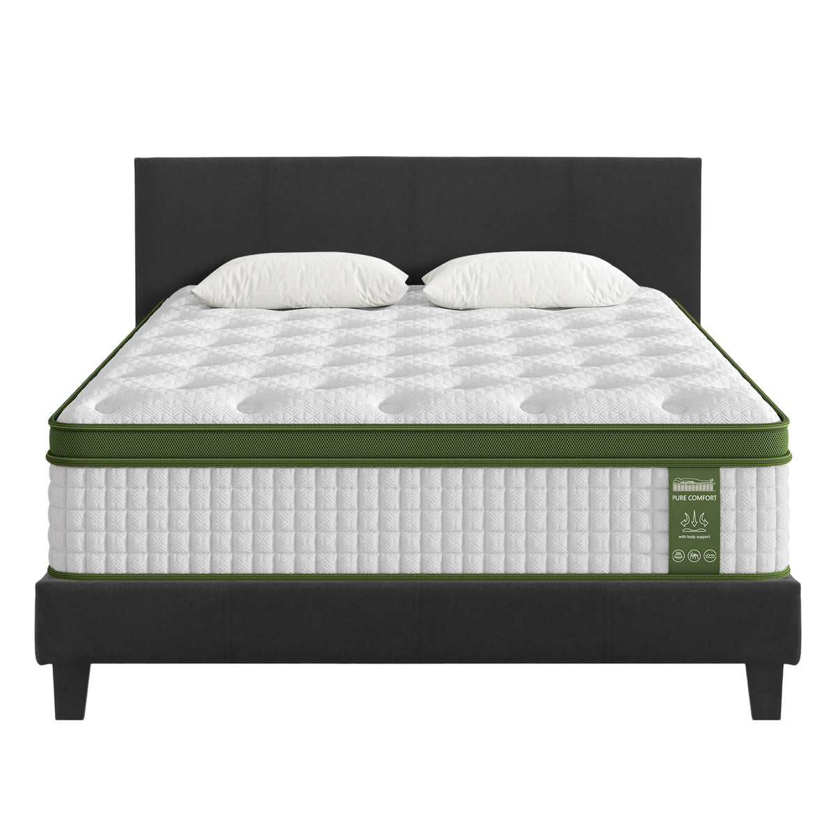 Artiss BedStory Double Bed Frame Mattress Set Platform Upholstered Hybrid Pocket Coil