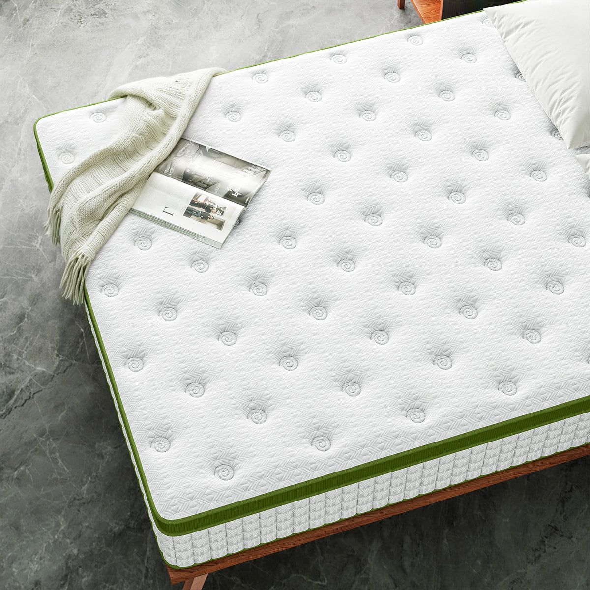 Artiss Single Bed Frame with Hybrid Mattress Set 30cm Medium Firm Platform Headboard
