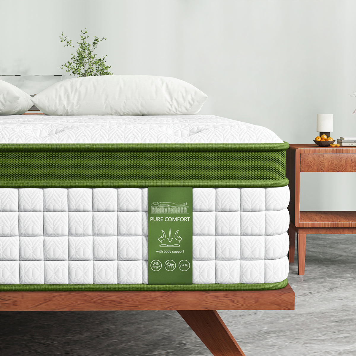 Artiss Single Bed Frame with Hybrid Mattress Set 30cm Medium Firm Platform Headboard