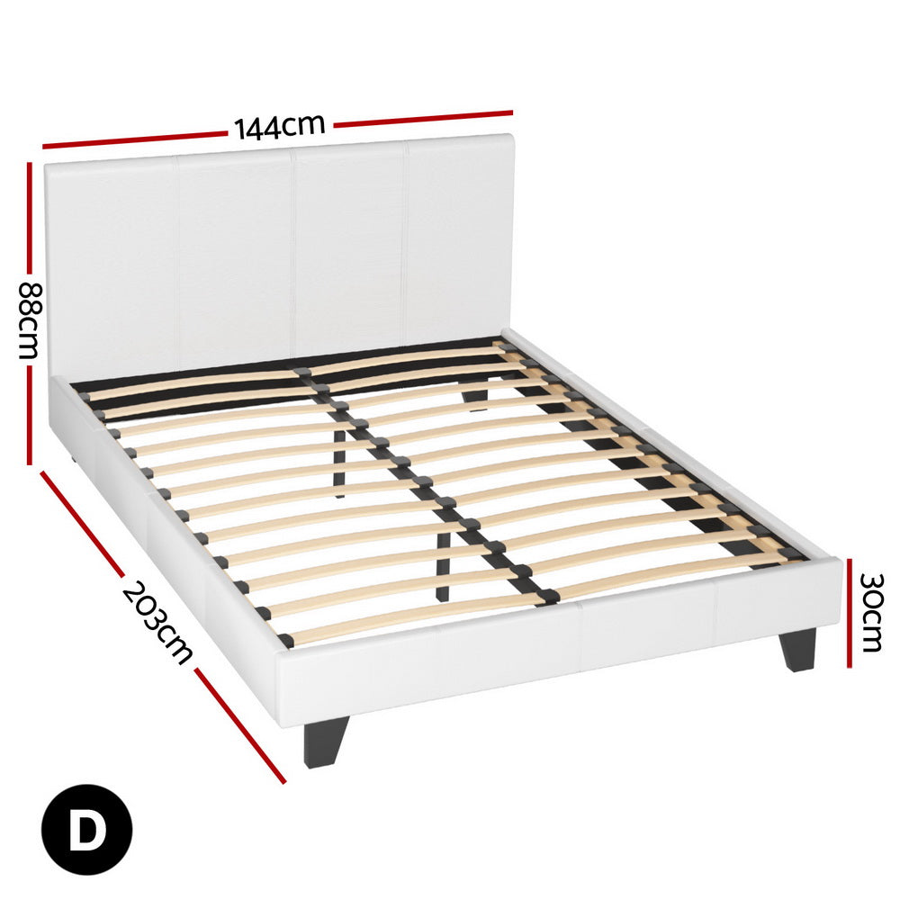 Artiss Double Bed Frame and Bed Story Hybrid Mattress Bundle with Headboard White