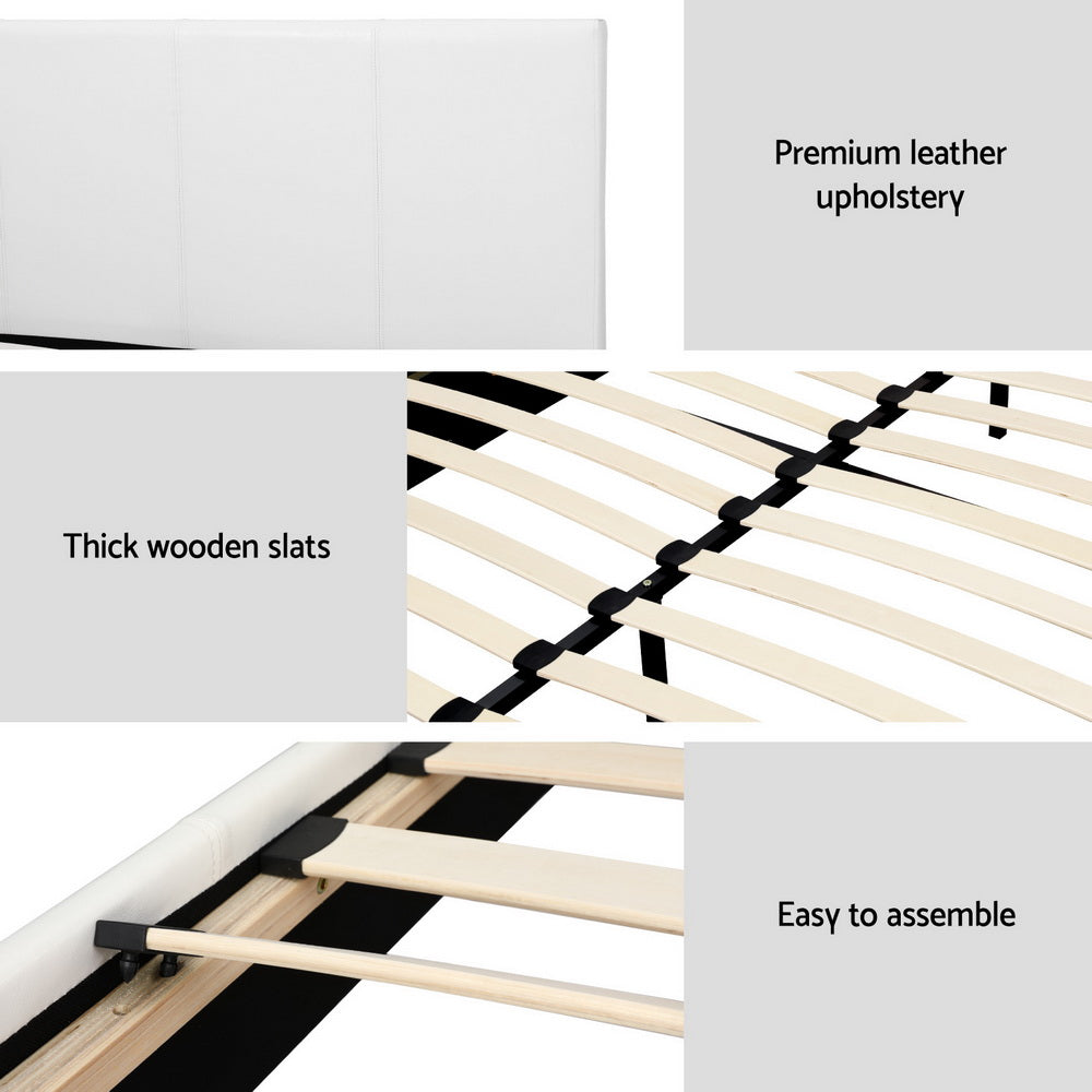 Artiss Double Bed Frame and Bed Story Hybrid Mattress Bundle with Headboard White