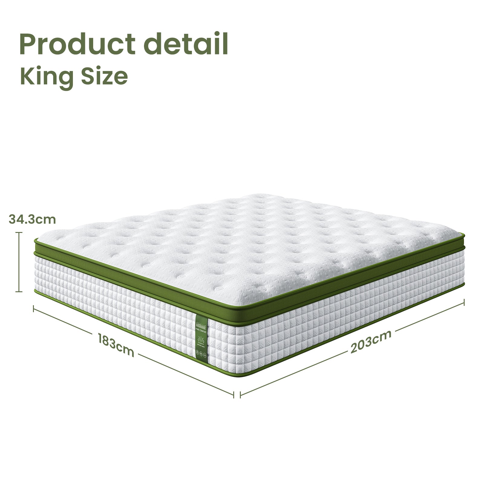 Artiss Bed Story King Bed Frame Set With Hybrid Mattress Medium Firm Linen Grey