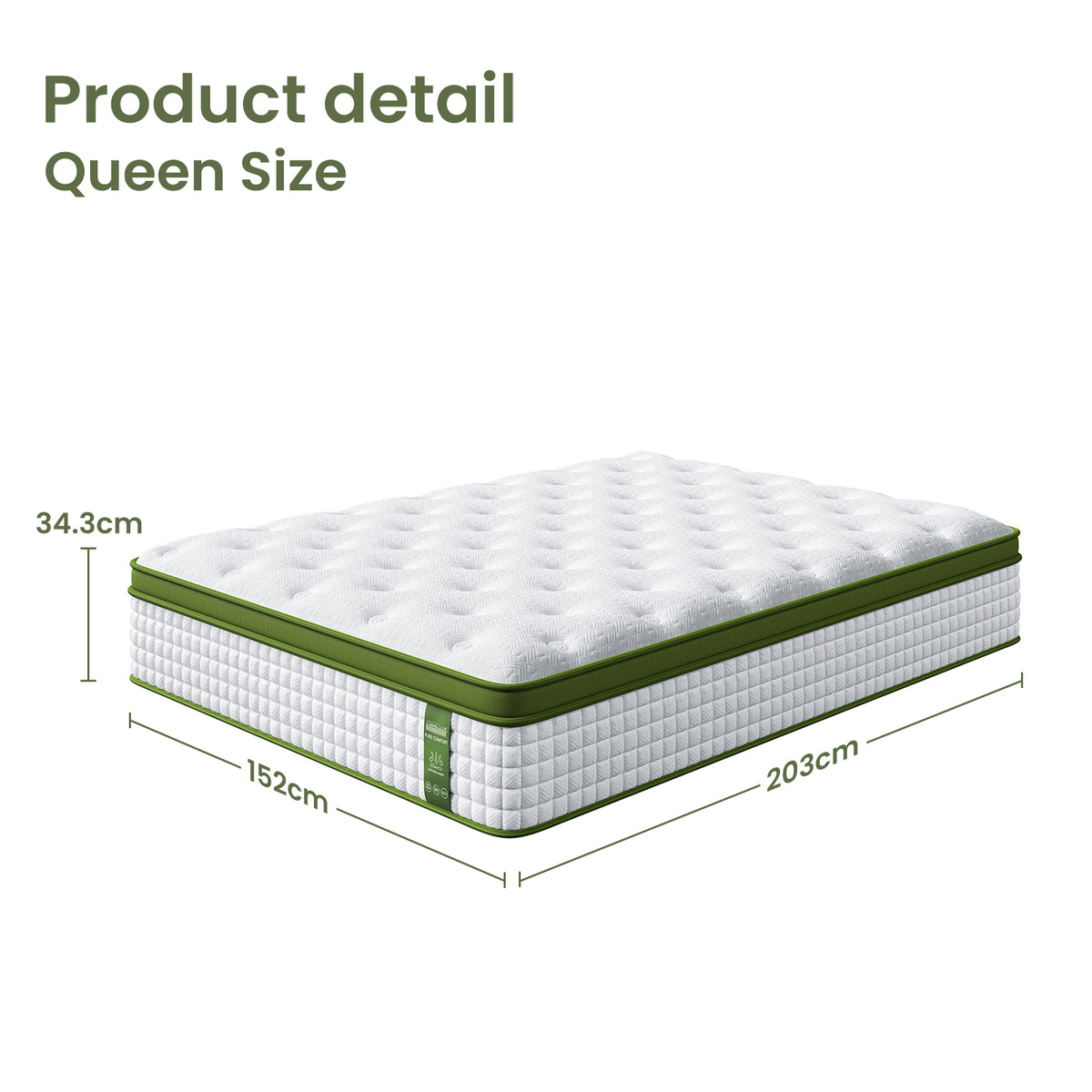 Artiss Bed Story Queen Bed Frame Set with Hybrid Mattress and Leather Frame Medium White