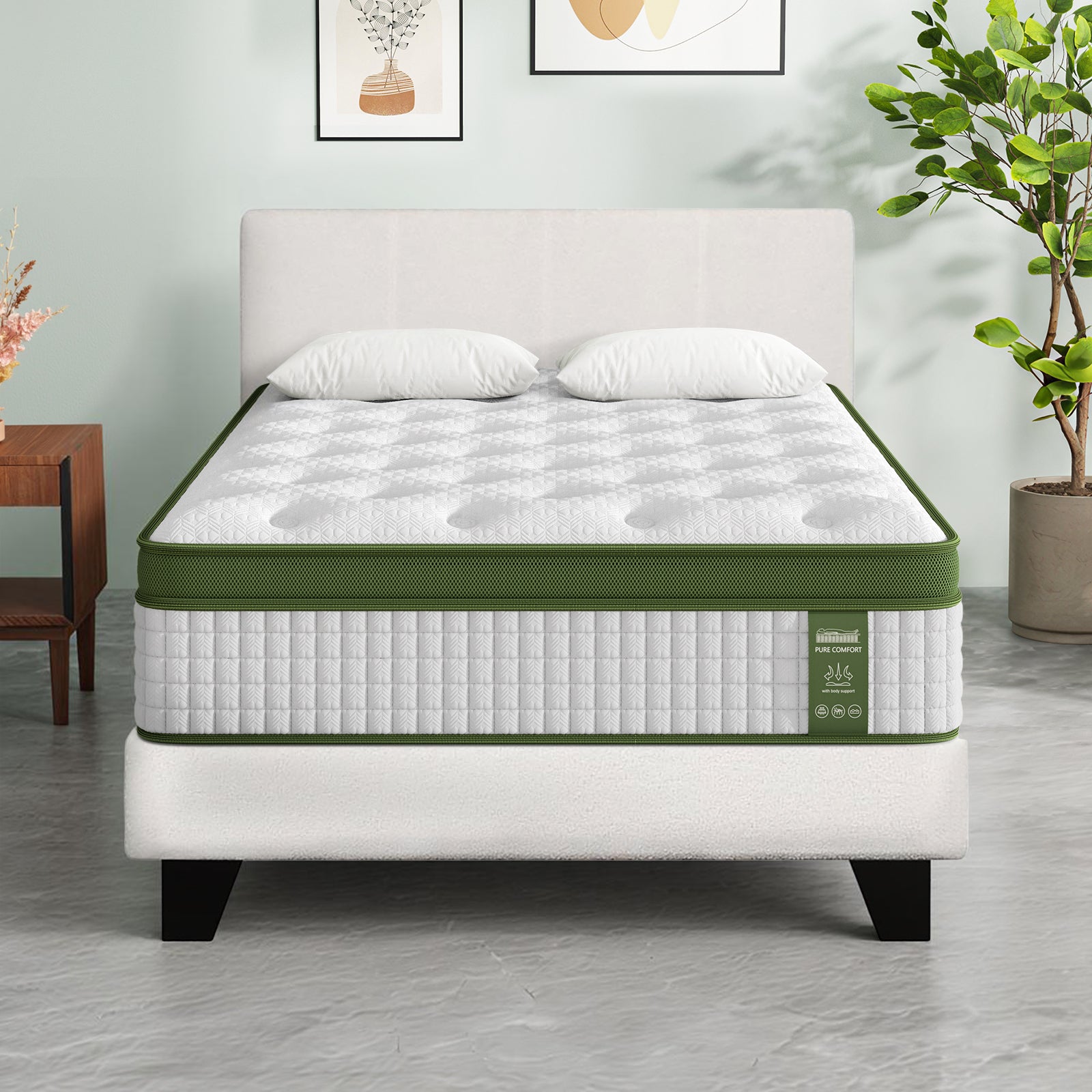Artiss Bed Single Bed Frame Mattress Bundle Platform Headboard Medium Firm Hybrid White
