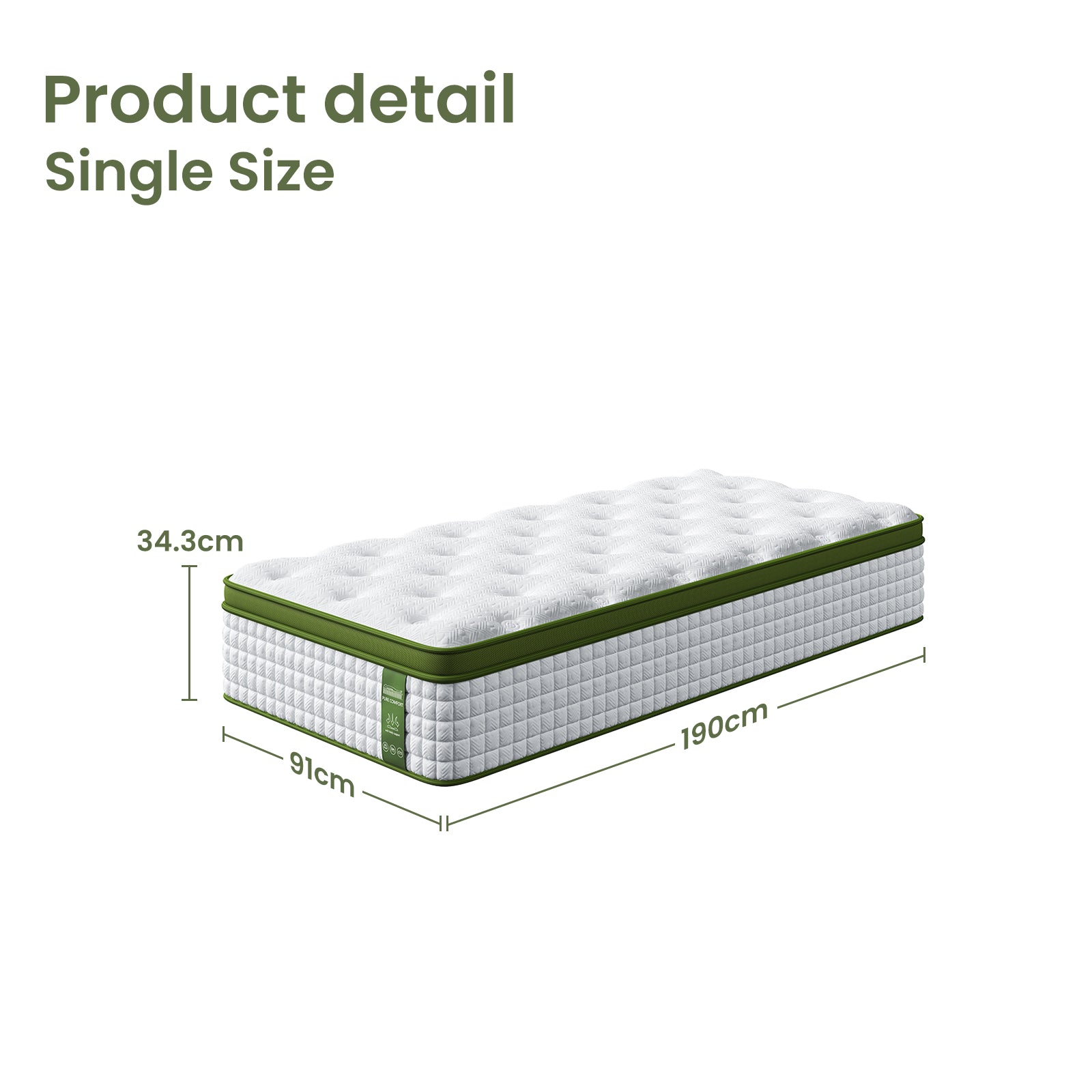Artiss Bed Single Bed Frame Mattress Bundle Platform Headboard Medium Firm Hybrid White