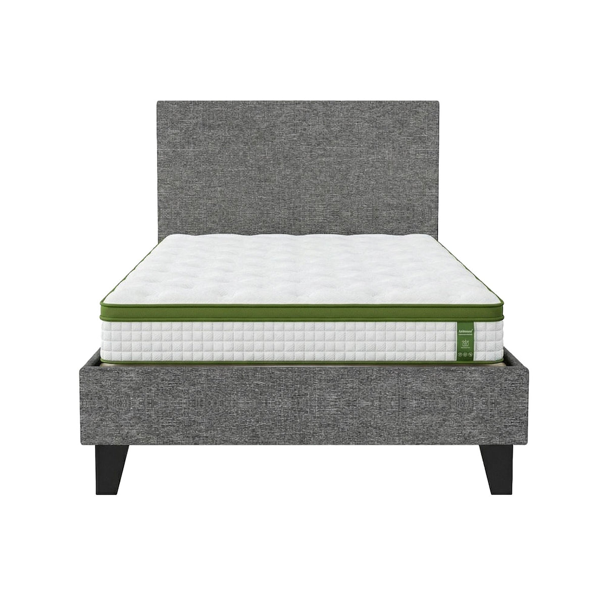 Artiss BedStory Single Bed Frame and Mattress Set with Upholstered Base Grey