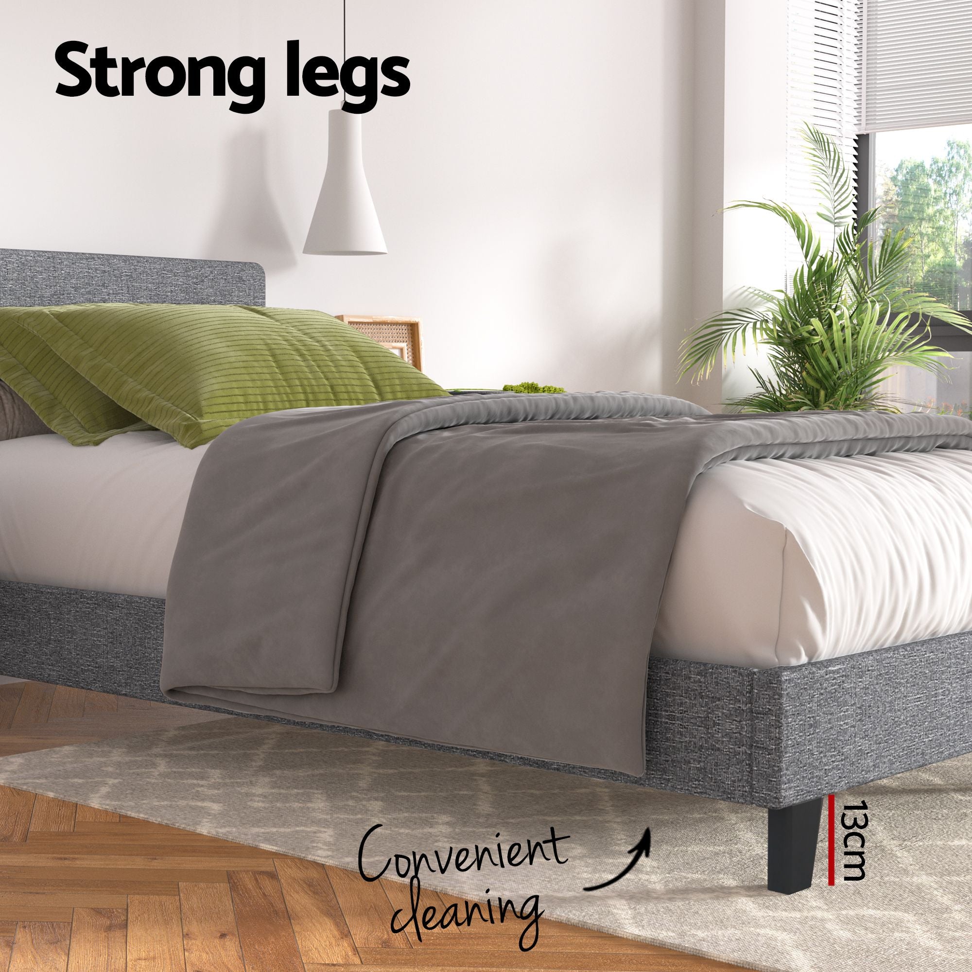 Artiss BedStory Single Bed Frame and Mattress Set with Upholstered Base Grey