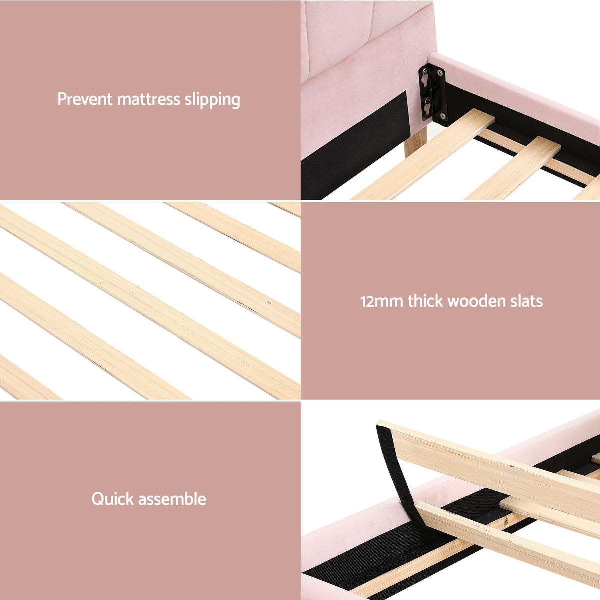 Artiss King Single Bed Frame BedStory Mattress Set Pink Bedhead with Mattress