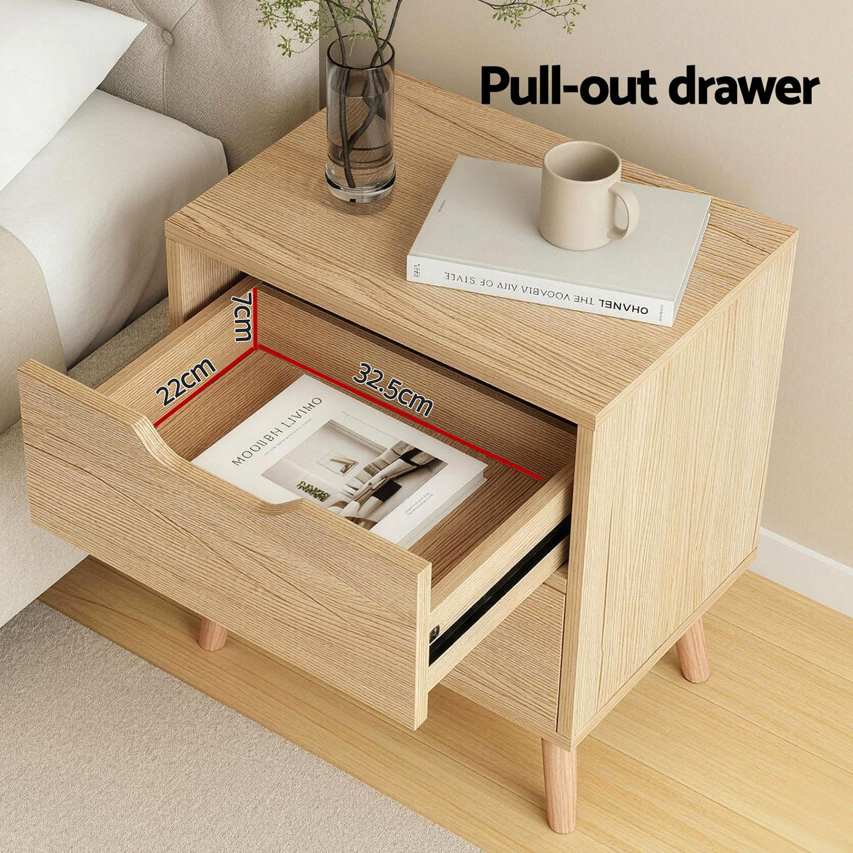 Artiss Double Bed Frame with Storage and Bedside Table Set Gas Lift Bed Base