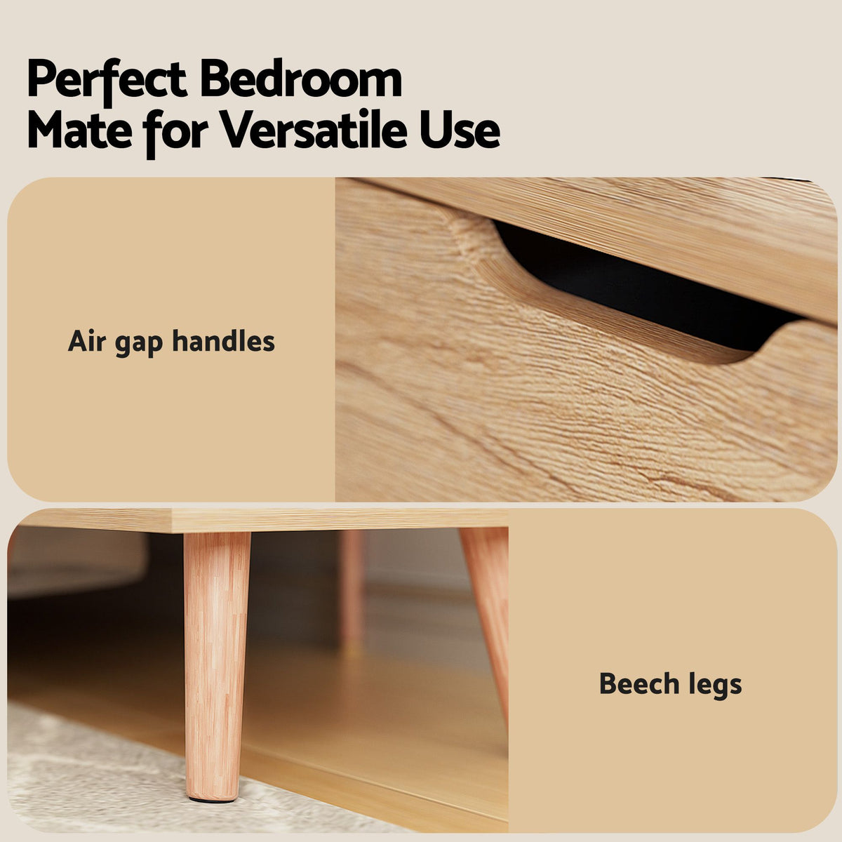 Artiss Double Bed Frame with Storage and Bedside Table Set Gas Lift Bed Base