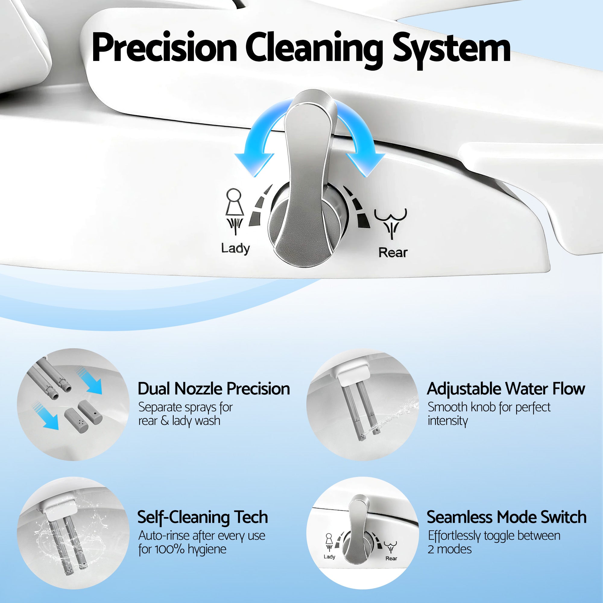 Cefito Non Electric Bidet Toilet Seat O-Shape Dual Nozzle Soft Close WaterMark DIY