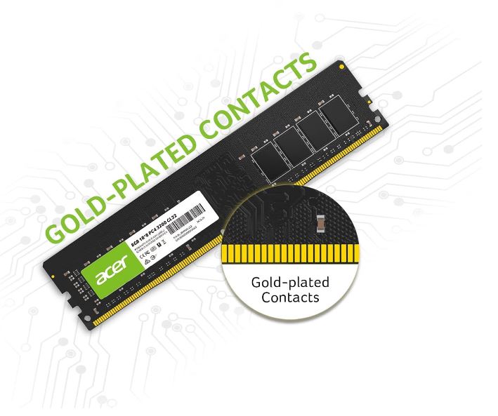 Acer 8GB 3200MHz Desktop DRAM Memory Module Range Frequencies Up to 3200MHz with Gold Plated Contacts for Desktop PC RAM