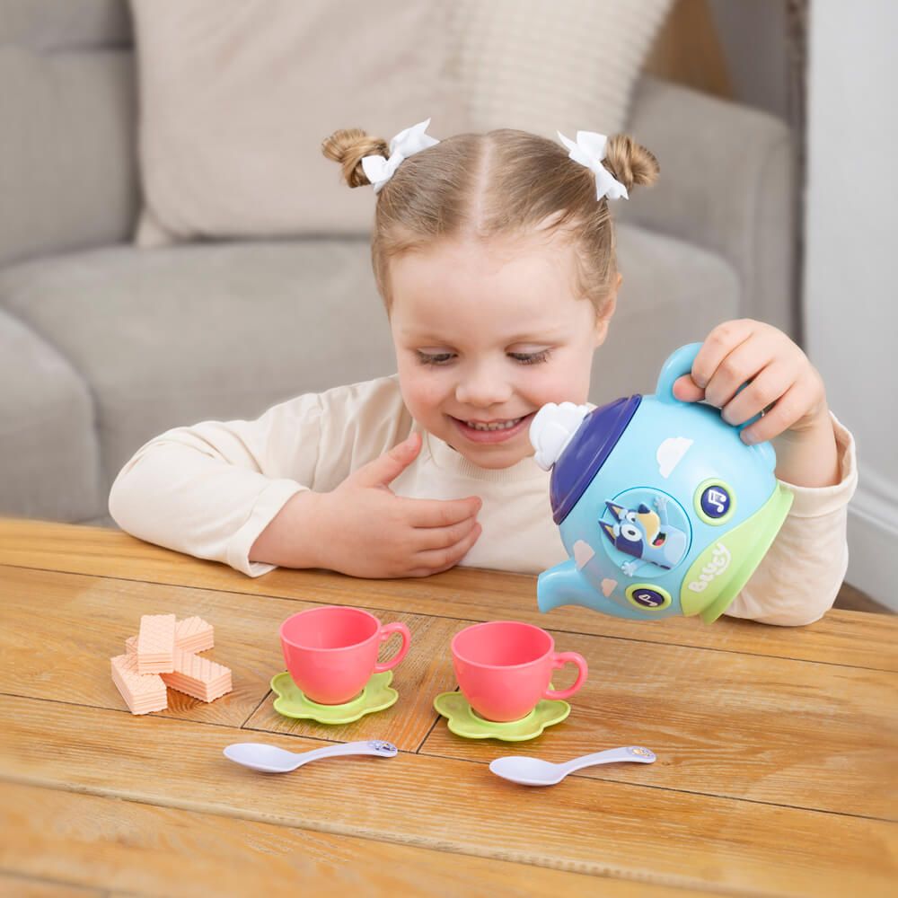 Bluey Tea Set Teapot Sound Effects Cups Accessories Pretend Play Kids 2+ Years