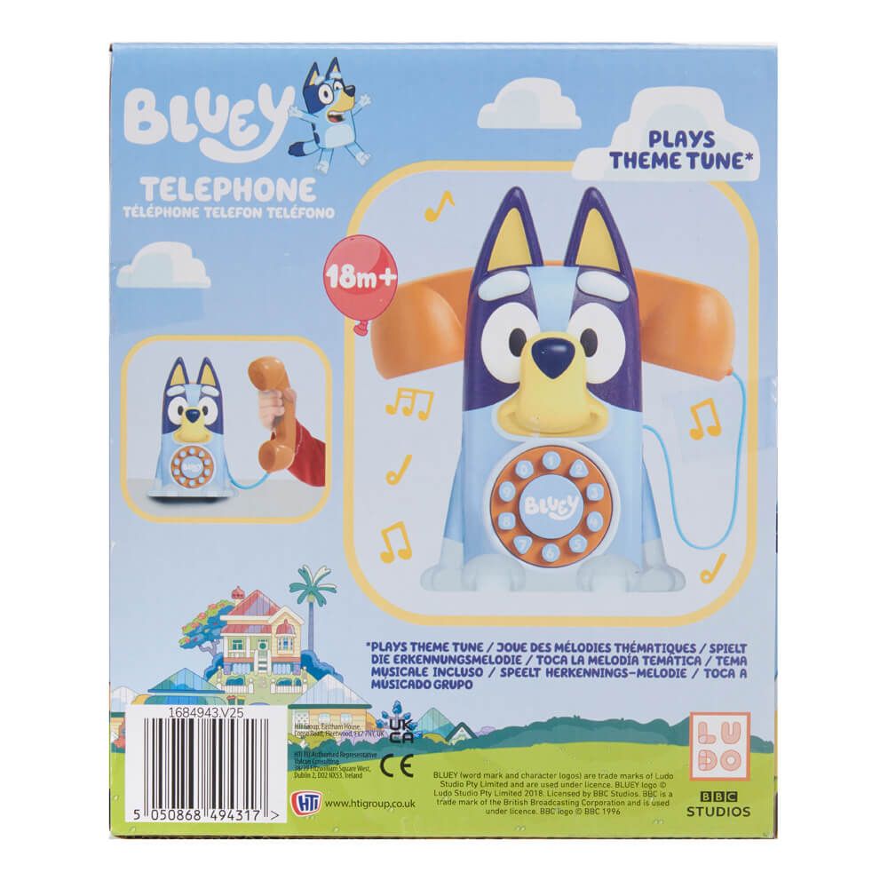 Bluey Telephone Pull Along Toy Theme Tune Ringing Tone Sounds for 18 Months+