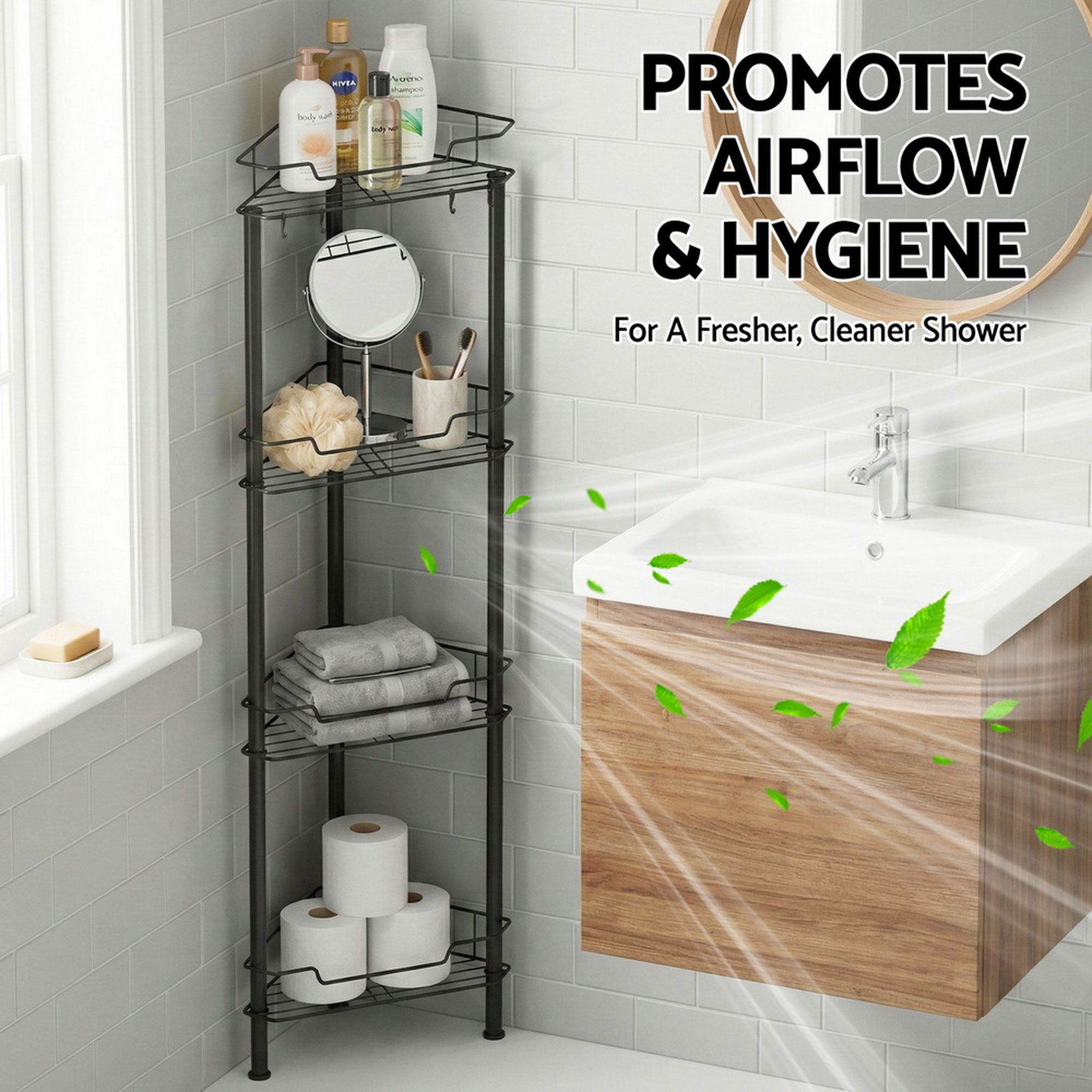 Artiss 2x Floor Standing Shower Caddy 4 Tier Rustproof Bathroom Storage