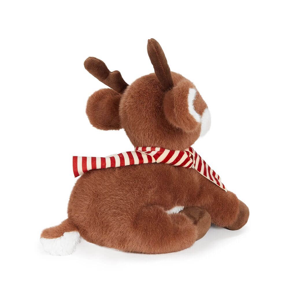 Bunnies By The Bay Rudie The Reindeer Soft Plush Toy with striped scarf