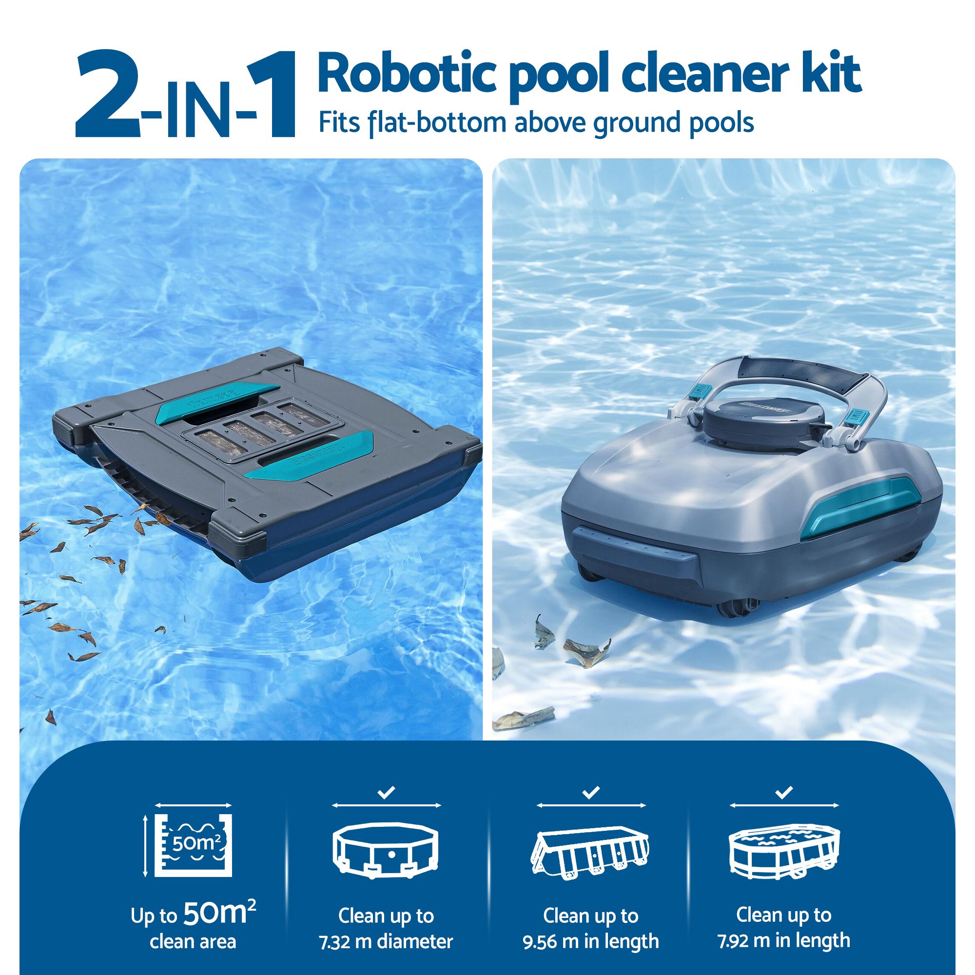 Bestway Robotic Pool Cleaner Automatic Vacuum Skimmer Above Ground 2-in-1