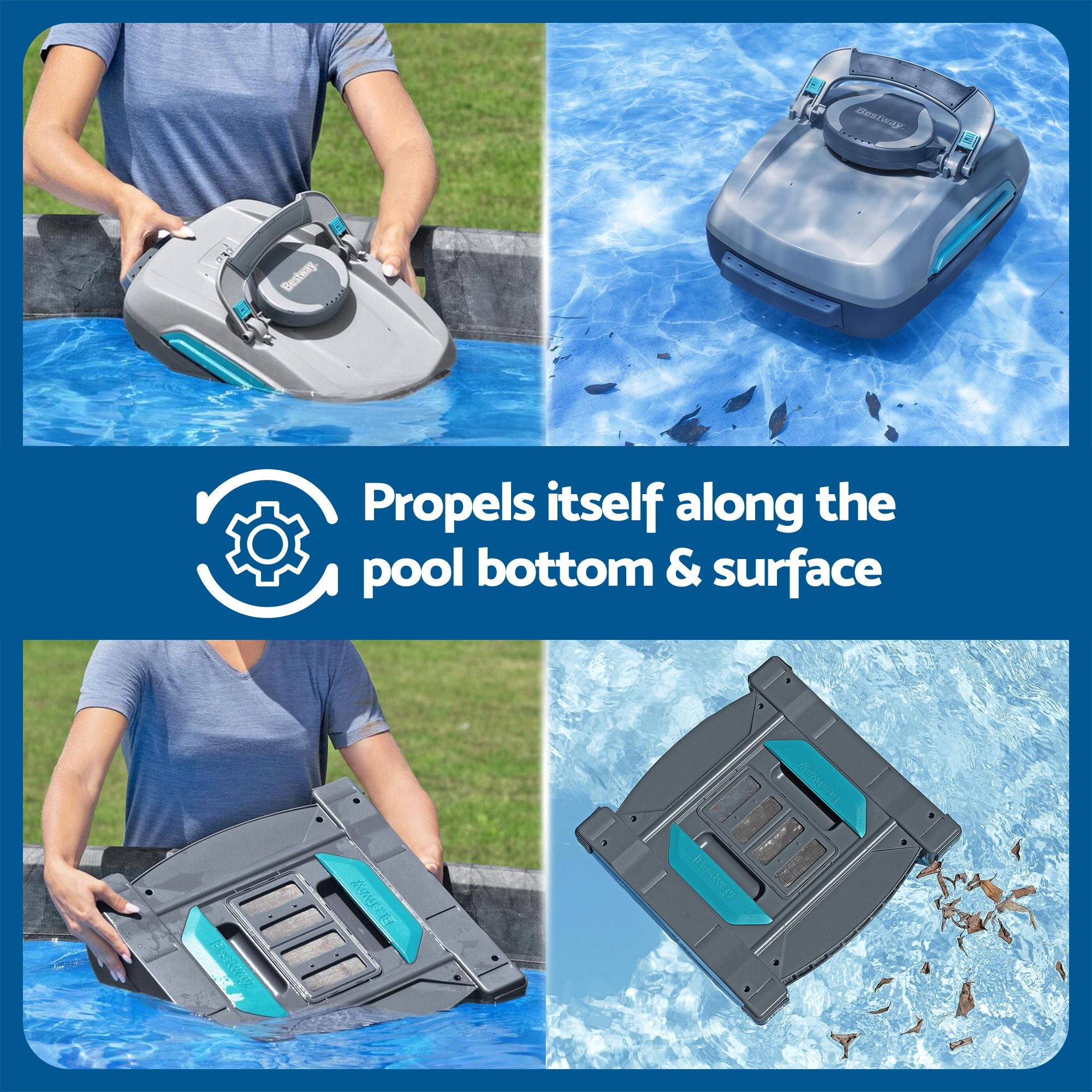Bestway Robotic Pool Cleaner Automatic Vacuum Skimmer Above Ground 2-in-1
