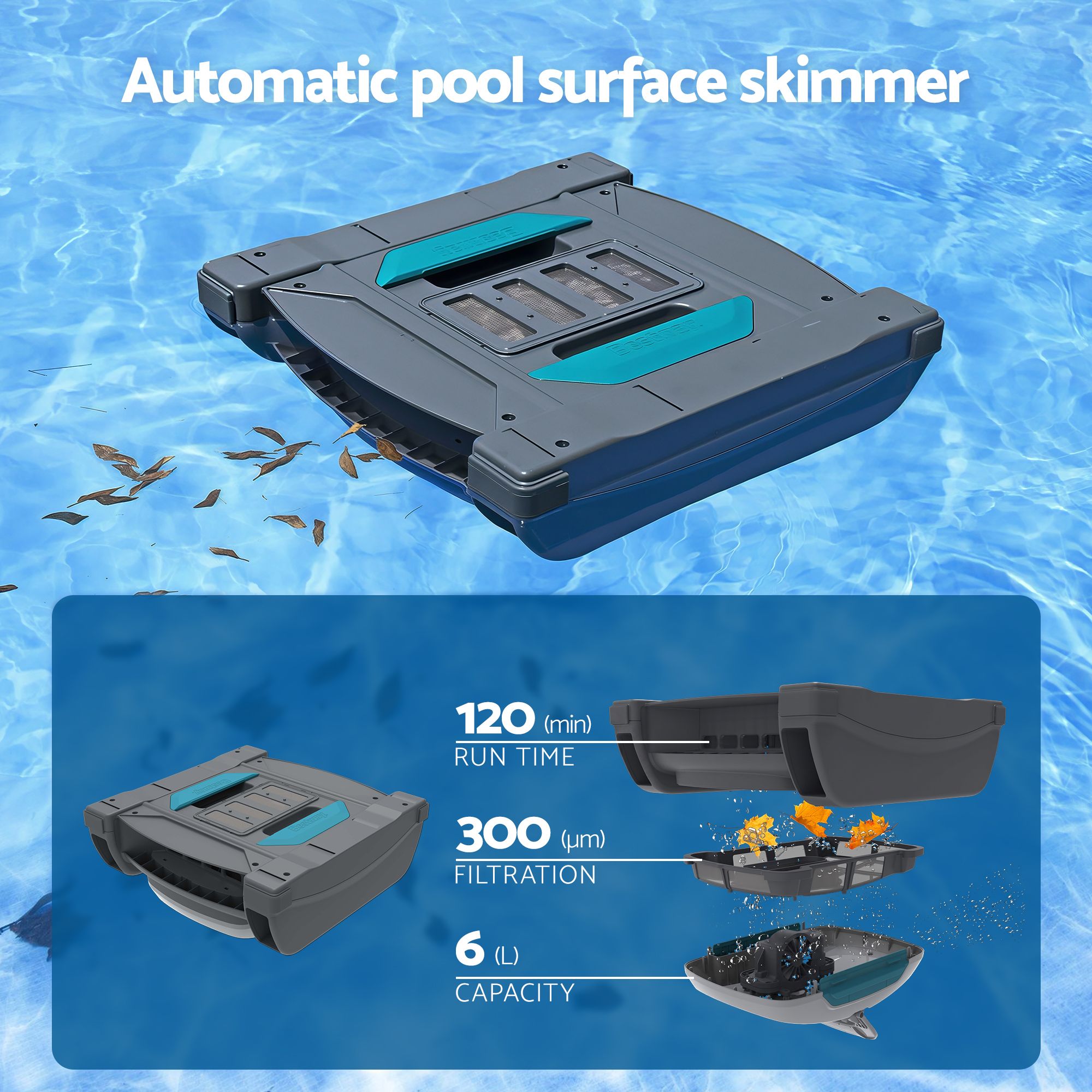 Bestway Robotic Pool Cleaner Automatic Vacuum Skimmer Above Ground 2-in-1