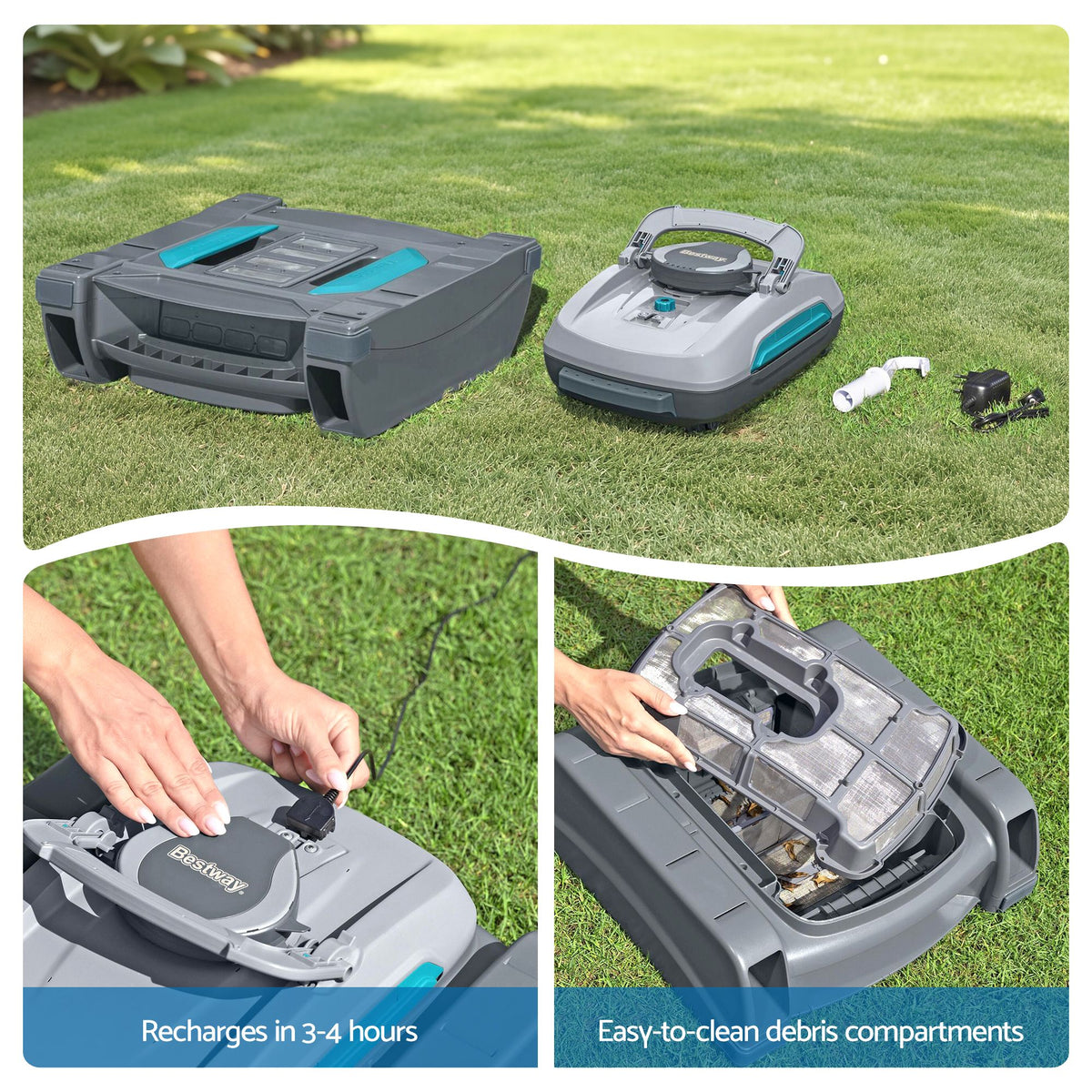 Bestway Robotic Pool Cleaner Automatic Vacuum Skimmer Above Ground 2-in-1