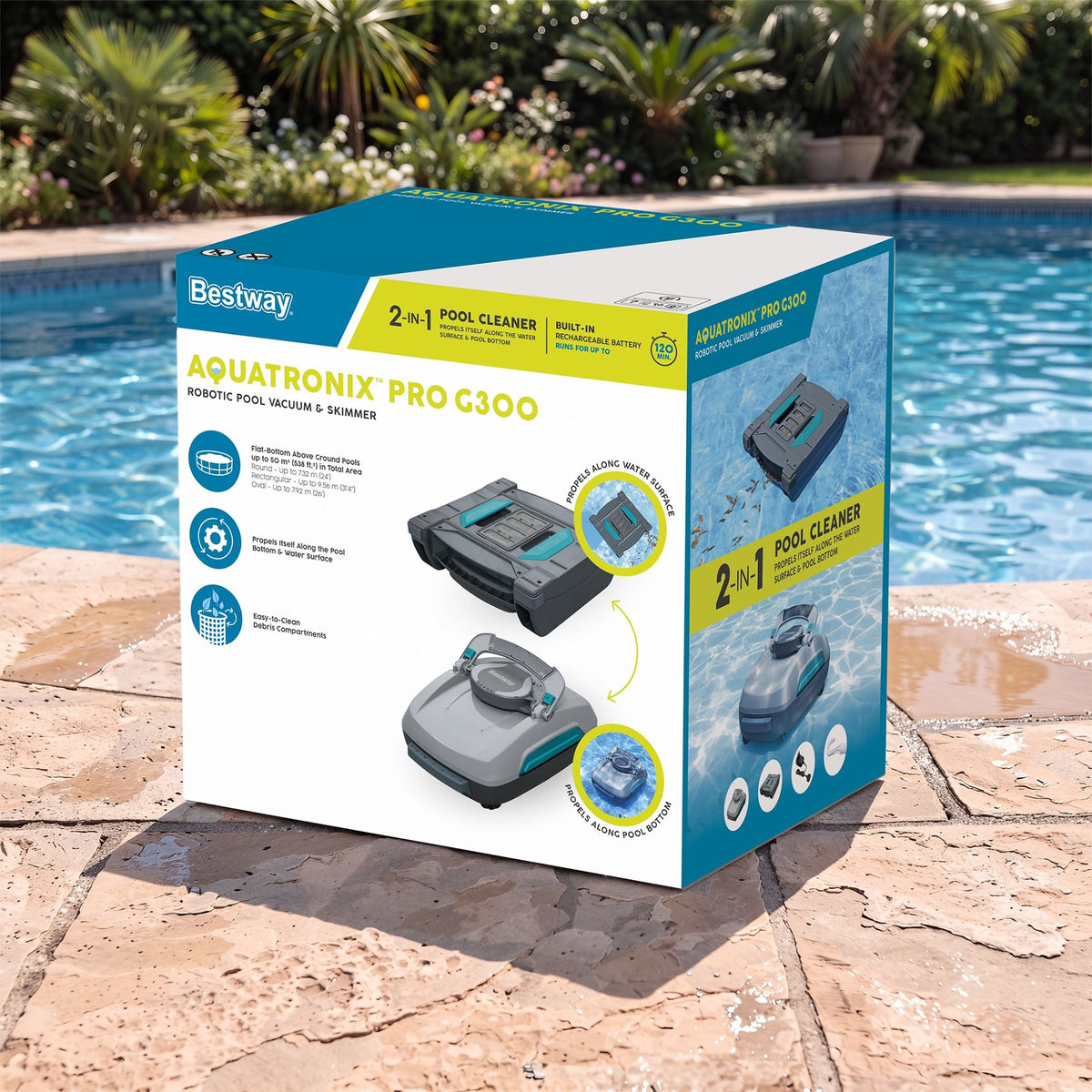 Bestway Robotic Pool Cleaner Automatic Vacuum Skimmer Above Ground 2-in-1