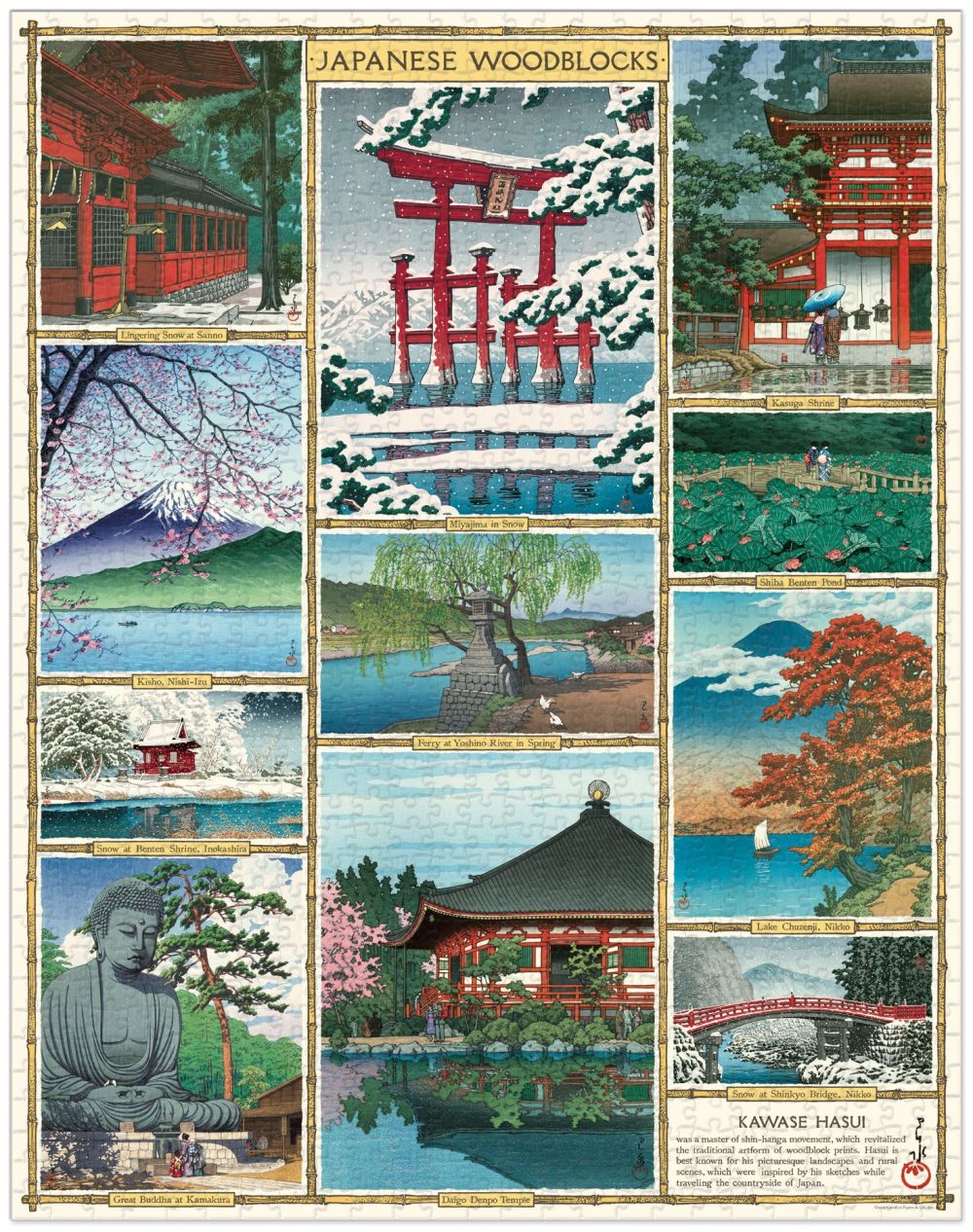 Cavallini Japanese Woodblocks 1000 Piece Jigsaw Puzzle Ukiyo-e Poster Guide