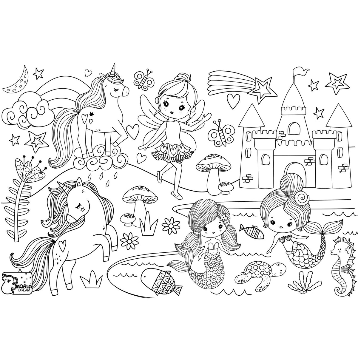 Koala Reusable Silicone Drawing Mat Enchanted Kingdom 12 Washable Markers