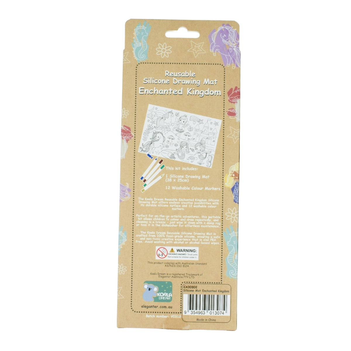 Koala Reusable Silicone Drawing Mat Enchanted Kingdom 12 Washable Markers