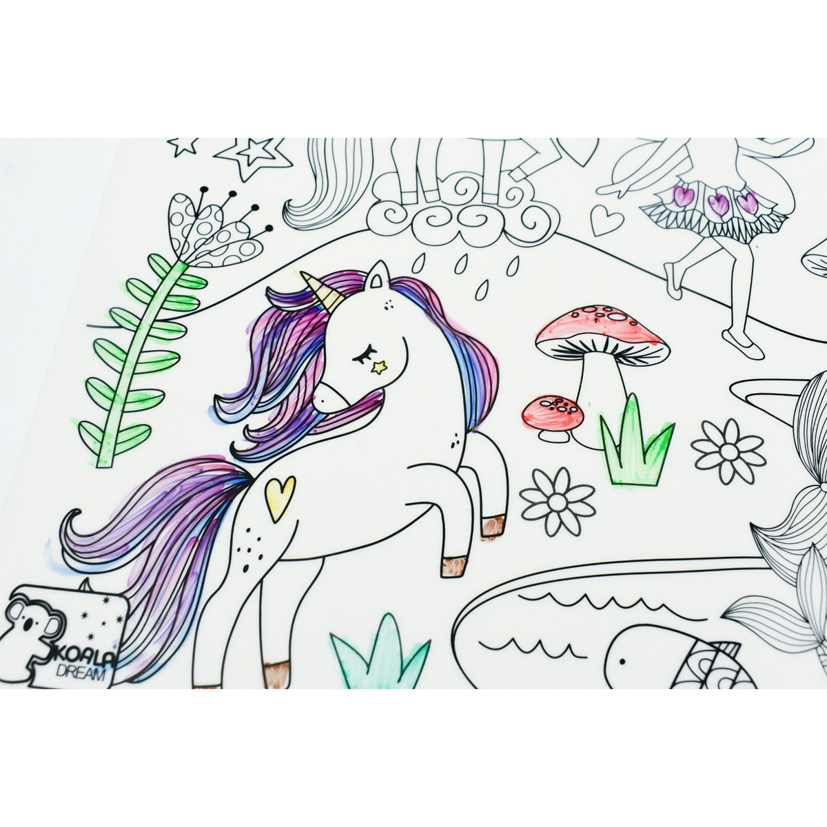 Koala Reusable Silicone Drawing Mat Enchanted Kingdom 12 Washable Markers