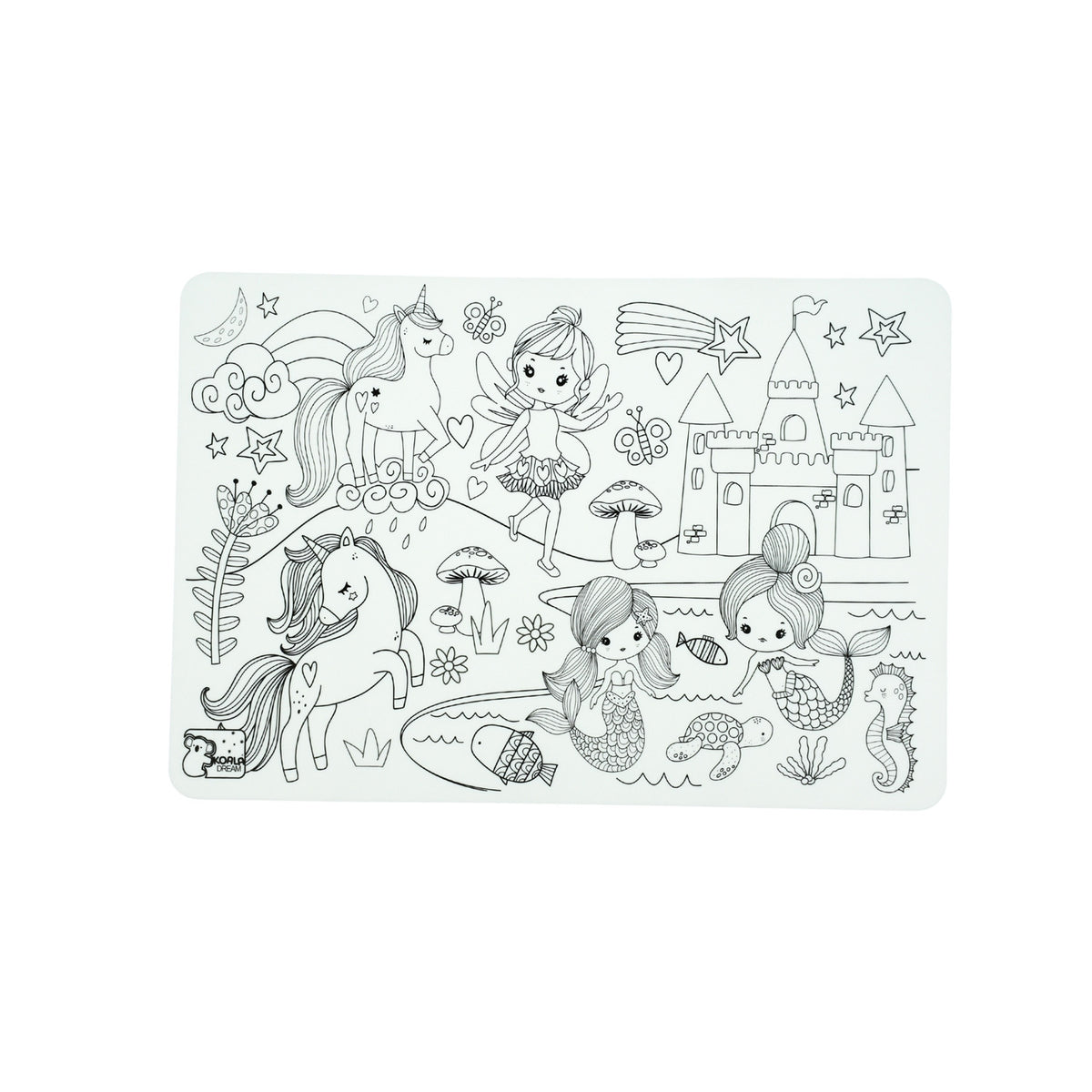 Koala Reusable Silicone Drawing Mat Enchanted Kingdom 12 Washable Markers