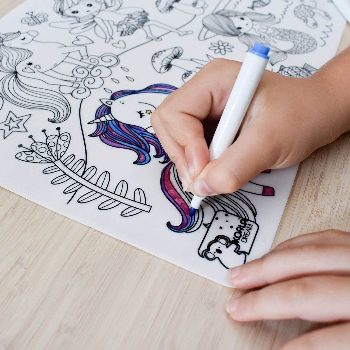 Koala Reusable Silicone Drawing Mat Enchanted Kingdom 12 Washable Markers