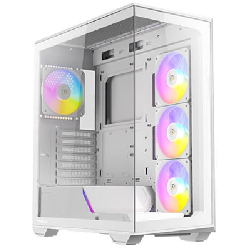 Antec Mid Tower PC Case 270 Degree Tempered Glass 4 PWM ARGB Fans 360mm Radiator Support USB-C ATX Micro-ATX ITX White