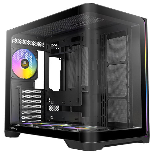 Antec C5 Curve ARGB Mid Tower Case Curved Tempered Glass Dual Chamber Back Connect 4 ARGB PWM Fans 360mm Radiator Black