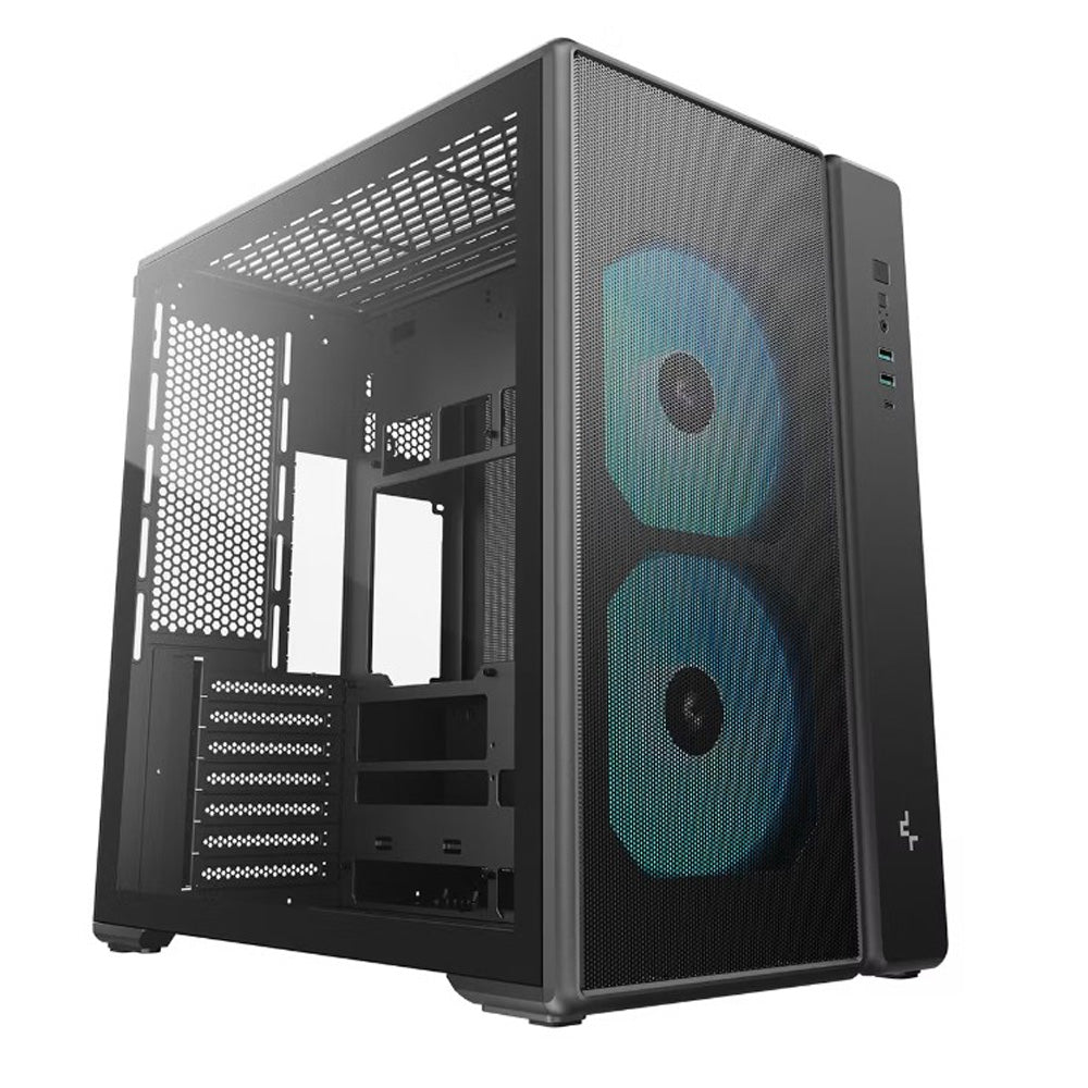 DeepCool CG590 MESH 2F Mid Tower ATX Case Dual Chamber 2 Pre-Installed 160mm ARGB Fans USB 3.0 x2 Gen2 Type-C HD Audio